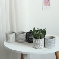 Offre Spéciale Design moderne intérieur/extérieur plante et Pot de fleur motif géométrique Pot en béton pour jardin forme ronde Offre Spéciale