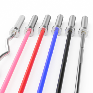 Barre de musculation professionnelle droite et EZ Curl en acier coloré avec logo personnalisé pour hommes et femmes, 2,2 m/1,5 m/1,2 m, pour usage commercial - Product Image 1