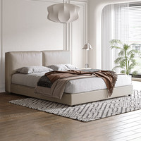Lit mural de rangement de style boîte moderne avec tiroirs en cuir véritable et bois de chêne massif, design écologique pour chambre principale