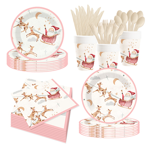 DAMAI Christmas Party Supplies Father Christmas Paper Plates Napkins Xmas Gnome Party Disposable Tableware Set Decorations - Product Image 3