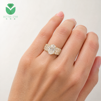 Betterstar Ovaler Labor-Diamant Klassischer Doppelreihiger Statement-Verlobungsring 4 Krappen 14K 18K Gelbgold D VVS IGI Damen
