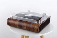 Lecteur de platine Radio Vintage en bois à 3 vitesses avec couvercle anti-poussière