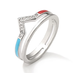 RAKOL RP5221 New Design Fashion Jewelry Real 18k Gold Plated Cubic Zircon Diamond Double Wave Ring Gifts for Women 2025 - Product Image 5