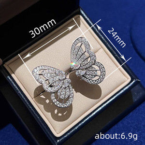 Anello Aperto a Farfalla con Pavé per Donne, Gioiello da Dito Regolabile di Lusso alla Moda - Product Image 4