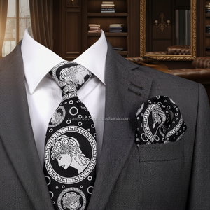 Medusa Necktie <b>Set</b> with Pocket square Neck <b>Tie</b>, <b>Tie</b>, Silk Necktie, Necktie Label, Corbata, Krawatte, Schlips - Product Image 3