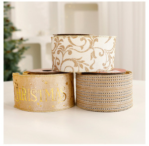 <span class=keywords><strong>2025</strong></span> Thiết Kế Mới Vàng Long Lanh Satin Ruy Băng Với Vàng In Món Quà Giáng Sinh Bao Bì Băng Cho Tự Làm Trang Trí - Product Image 6