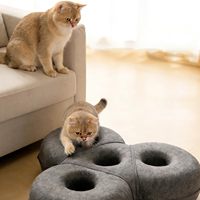 Lit tunnel pour chat en feutre 4-en-1, grand format, détachable et lavable, avec griffoir, jusqu'à 45 lb