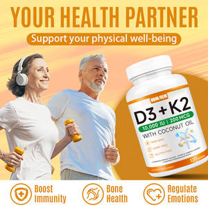 Gélules de vitamine D3 et K2 halal pour adultes, complément non OGM pour la santé des os, le soutien immunitaire et le bien-être général |   OEM/ODM - Product Image 2