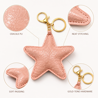 Porte-clés étoile à cinq branches en cuir PU brillant effet craquelé, pendentif étoile gaufré, breloque pour sac et clés de voiture, accessoires cadeaux DIY