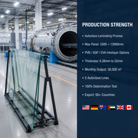 Verre Trempé Stratifié 55.2 66.2 44.2 6.38 10.38 6 8 16mm 12 13.52 mm Verre Triple Stratifié Opale SGP à Faible Teneur en Fer et Bords Polis