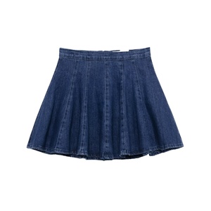 Nouvelle jupe courte en jean style européen et américain printemps 2025, mini-jupe rétro taille haute de couleur unie pour femme - Product Image 1