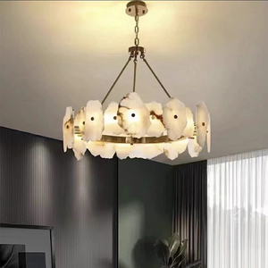 Lustre en albâtre nordique, éclairage de plafond nordique, lustre pour salon, luminaires suspendus en albâtre pour cuisine - Product Image 1