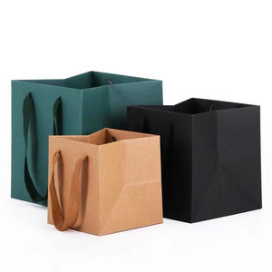 Túi Giấy Đóng Gói Quà Tặng Hoa Nền Vuông Ngày Valentine Tự Làm Cho Bó Hoa Có Tay Cầm Ruy Băng - Product Image 4