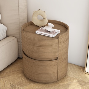 Comodino a Botti Moderno in Noce con <span class=keywords><strong>Cassetti</strong></span> Contenitori <span class=keywords><strong>Mobiletto</strong></span> Semplice in Legno Scandinavo per Arredamento Camera da Letto Piccolo Appartamento - Product Image 3