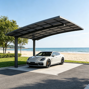 Abri de voiture métallique toutes saisons avec <span class=keywords><strong>toit</strong></span> <span class=keywords><strong>plat</strong></span>, abri de voiture en aluminium résistant aux UV pour voitures, camions, SUV et stockage extérieur - Product Image 1