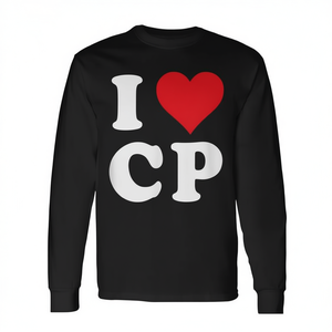 Camiseta de manga larga I Love Cp Initials, color negro, 100% algodón, ajuste unisex - Product Image 2