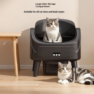 Bac à litière pour chat électrique intelligent noir entièrement automatique, extra large, anti-éclaboussures, à ouverture facile, facile à nettoyer, <span class=keywords><strong>robot</strong></span> pour chats - Product Image 2