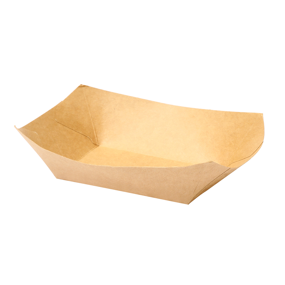 Disposable Food Grade Kraft Paper Boat-Shaped Containers Plates & Bowls for Salad Snacks-Custom Size & Glossy Lamination