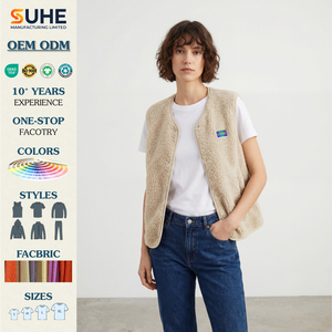 Chaleco de Felpa Sherpa para Mujer SUHE, Cálido y Acogedor, Estilo Vintage con Botones a Presión, Chaqueta sin Mangas, Ropa de Abrigo Informal para Invierno - Product Image 2