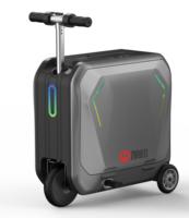 Valise rigide moderne et portable avec roues avant de 5,5 pouces + roues arrière de 4 pouces, pneus solides résistants à l'usure, pas besoin de gonflage, serrure TSA