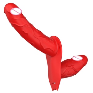 Factory Control Silicone Lesbian Strap on Double <b>Vibrating</b> Dildo Soft Sexy Toys for Adult Sex Safer Sex Silicone Dildo - Product Image 6