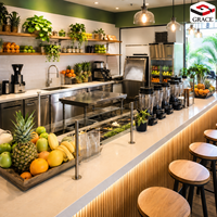 Comptoir de bar commercial en acier inoxydable avec évier pour café, thé au lait, boba, restaurant, cuisine