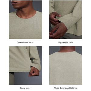 T-shirt à manches longues pour <span class=keywords><strong>homme</strong></span>, col rond, couleur unie, personnalisé, fin, respirant, coupe ample, décontracté, sous-vêtement de sport, vêtements pour <span class=keywords><strong>homme</strong></span> - Product Image 4