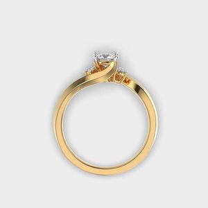 Bague de fiançailles avec diamant rond de laboratoire de 0,50 carat |   Solitaire en or 14 carats - Product Image 3