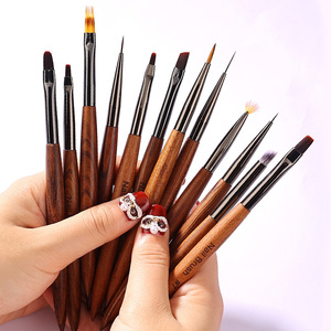 12Pcs Sandalwood Flat Nail Art <b>Brush</b> Set Professional Flower Gradient UV Gel Painting Design Tools - Product Image 4