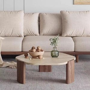 Tavolino da Salotto Rotondo <span class=keywords><strong>in</strong></span> Legno Massello con Piano <span class=keywords><strong>in</strong></span> Pietra, di Lusso, <span class=keywords><strong>per</strong></span> Casa - Product Image 5