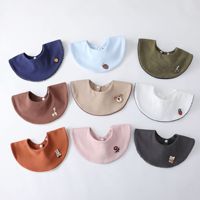 Bib Bayi Baru Lahir Bahan Katun 360 °   Bib Bayi Bentuk Bunga yang Dapat Diputar, Bordir Kartun, Kancing Dapat Disesuaikan, untuk Mengatasi Air Liur