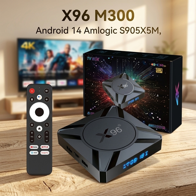 2026 Top Quality X96 M300 Amlogic S905X5M Strong 8K Android 14.0 TV BOX Support Dual WiFi 1000M Ethernet BT 4K*2K UHD IPTV Box