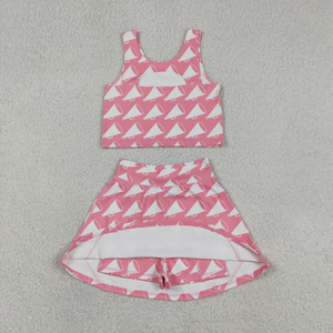 New Arrive Children Sports <b>Clothes</b> Baby Girls Kids Sleeveless Yoga <b>Clothes</b> Outfits Athletic Active Tops Shorts Skirt <b>Clothes</b> Set - Product Image 2