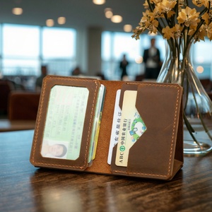 Vintage Handmade Genuine Leather <b>Slim</b> Wallet for Men Minimalist Personalized Front Pocket Credit <b>Card</b> <b>Holder</b> Portable Gift - Product Image 4