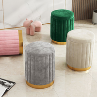Pouf de rangement rond moderne et minimaliste, style luxe léger, tabouret de canapé, tabouret de coiffeuse, petite chaise de maquillage en tissu multifonctionnel