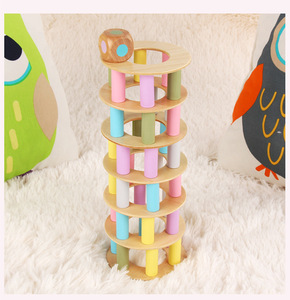 Macaroon màu gỗ xếp chồng tháp <span class=keywords><strong>DIY</strong></span> Máy tính để bàn Trò chơi giáo dục Montessori Quà Tặng Anime khối xây dựng đóng hộp bộ trẻ em trẻ sơ sinh - Product Image 1