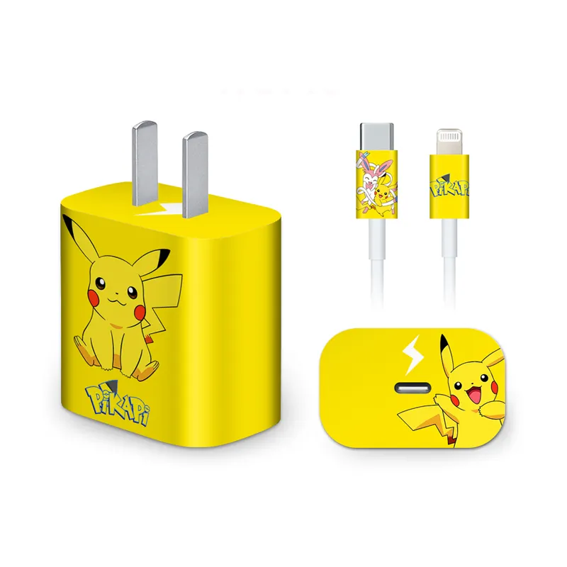 Pikachu cartoon cartoon iPhone waterproof scratch-proof phone power adapter charging head label sticker