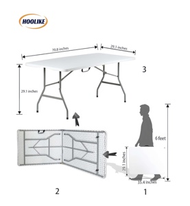 Foldable Heavy Duty <strong>Table</strong> Dining <strong>Card</strong> Long <strong>Table</strong> Indoor Outdoor Fold up Picnic <strong>Folding</strong> Portable Plastic <strong>Tables</strong> for Party - Product Image 3