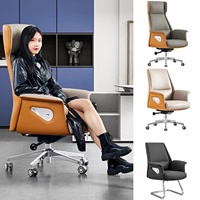 Chaise de patron de bureau blanche de luxe à dossier haut en cuir synthétique chaise inclinable chaise de directeur de bureau Cadeira de couro escritorio