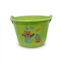 Seau à bonbons en plastique en forme de citrouille de dessin animé pour Halloween, idéal pour les enfants, parfait pour la décoration de maison hantée ou comme accessoire de déguisement.