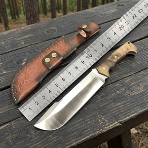Couteau de chasse à lame fixe Apex Blades International, manche en bois, pointe tombante, acier au carbone, 10 pouces, étui en cuir, usage extérieur DIY - Product Image 3