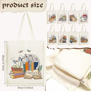 Nouveauté : Sacs fourre-tout en toile de coton durables et de grande capacité avec impression de lettres, pour le shopping et les voyages - Product Image 2