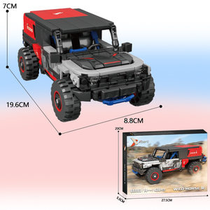 JIESTAR produk populer Desktop DIY ornamen kuda liar Off-road kendaraan blok bangunan set mainan mobil untuk anak-anak Juguetes - Product Image 5