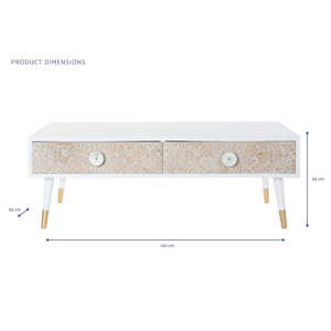 Table basse en sapin 120x65x42 Marron clair Mandala - Product Image 1