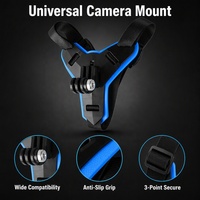 Support de caméra pour mentonnière de casque de moto, réglable sur 3 points, en silicone antidérapant, ABS léger 45g, support de caméra d'action pour mentonnière de casque