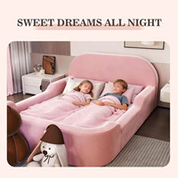 Lit pour enfant style château de princesse, lit au sol sécurisé pour tout-petits avec barrières de sécurité pour filles