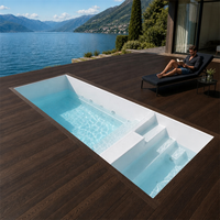 Piscine hors sol rectangulaire grande taille Magic House en acrylique et fibre de verre, résistante aux UV, préfabriquée, avec système de filtration complet