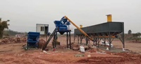 Ligne de production de béton électrique HZS35 de 35 m³/h avec commande PLC, chargeur à grue élévatrice et bacs à 2 ou 3 compartiments en option