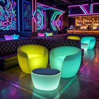 Fauteuil LED Moderne Lumineux en Forme de C, Coque Translucide Givrée, Chaise Longue Individuelle pour Bar, Boîte de Nuit, Hôtel, Piscine