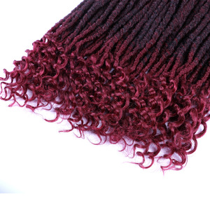 Extensions per capelli sintetici all'ingrosso, morbidi, effetto dread, 18 pollici, New Wave Ombre, per trecce all'uncinetto, ricci, Sister Goddess Faux Locs, 20 pezzi - Product Image 4